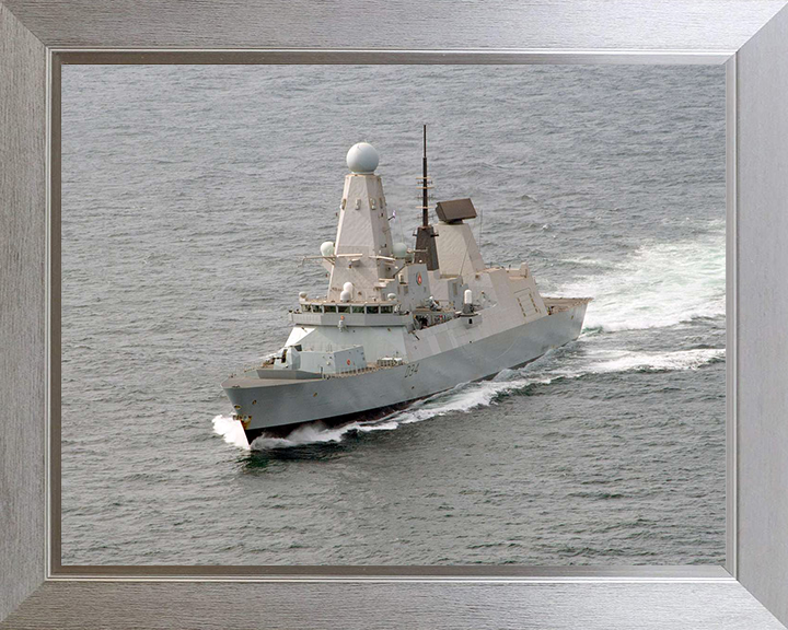 HMS Diamond (D34) Photo Print - Arabian Sea - Royal Navy Type 45 Destroyer Hampshire Prints 10 x 8 Silver Frame No