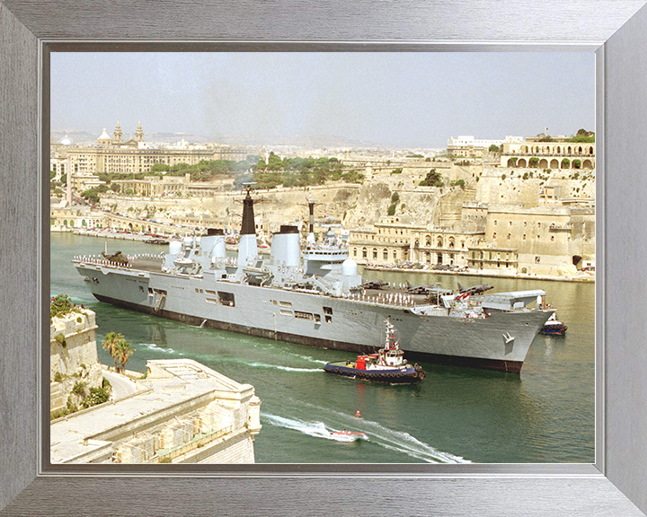 HMS Ark Royal (R07) Royal Navy Invincible Class Aircraft Carrier Malta 1994 Photo Print Wall Art Decor Posters, Prints, & Visual Artwork Hampshire Prints 10 x 8 Silver Frame No