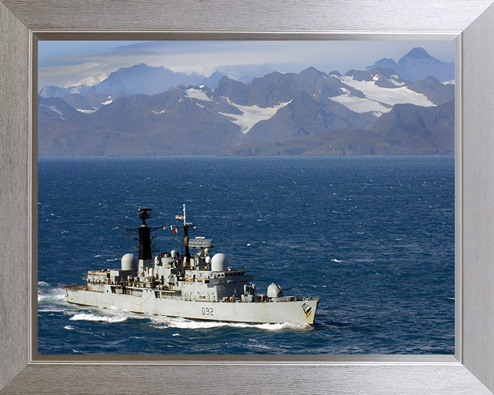 HMS Liverpool (D92) Photo Print - South Georgia 2006 - Royal Navy Type 42 Destroyer Posters, Prints, & Visual Artwork Hampshire Prints 10 x 8 Silver Frame No