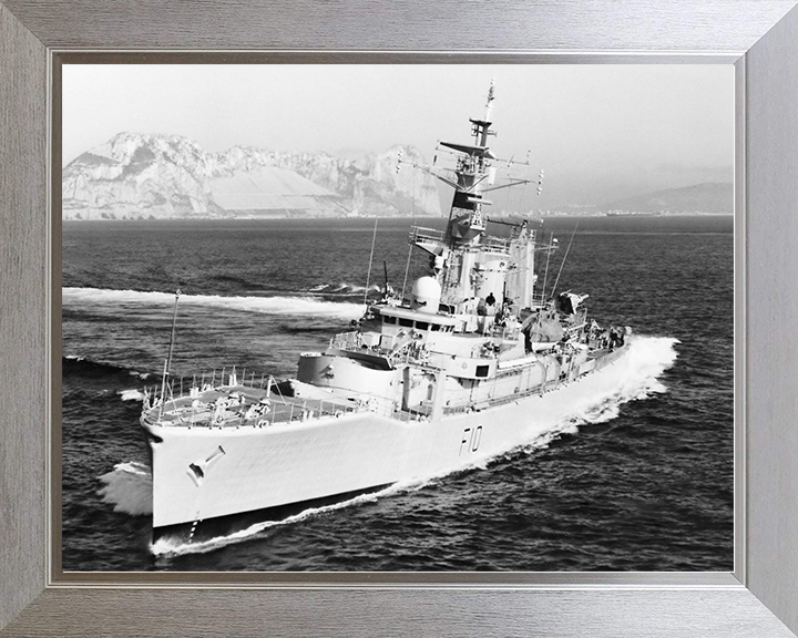HMS Aurora (F10) Royal Navy Leander Class Frigate Off Gibraltar Photo Print Wall Art Decor Posters, Prints, & Visual Artwork Hampshire Prints 10 x 8 Silver Frame No
