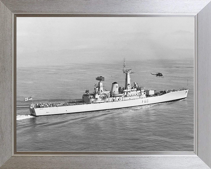 HMS Bacchante (F69) Royal Navy Leander Class Frigate Starboard Side View Photo Print Wall Art Decor Posters, Prints, & Visual Artwork Hampshire Prints 10 x 8 Silver Frame No