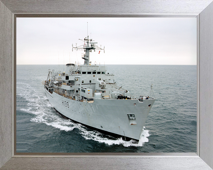 HMS Herald (H138) Photo Print - Port Side View At Sea - Royal Navy Hecla Class Survey Vessel