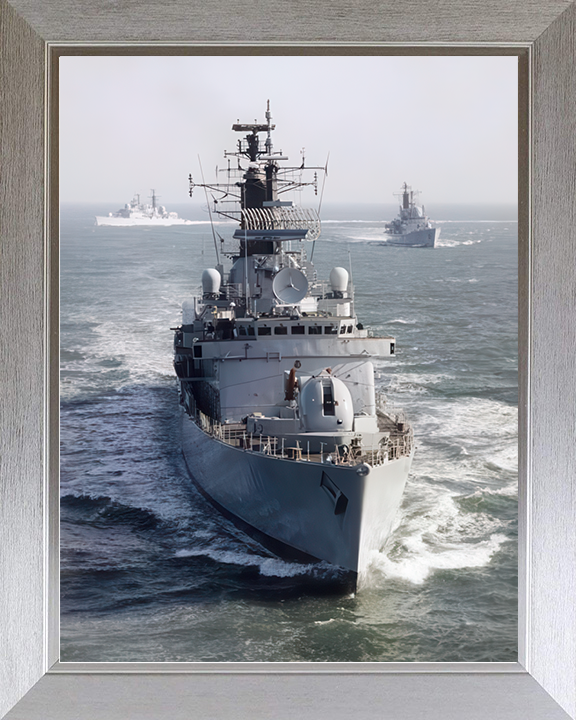 HMS Birmingham (D86) Royal Navy Type 42 Destroyer Bow View Photo Print Wall Art Decor Posters, Prints, & Visual Artwork Hampshire Prints 10 x 8 Silver Frame No