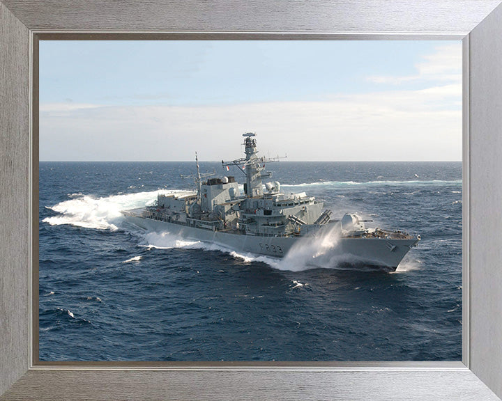 HMS Marlborough (F233) Photo Print - Turning To Port - Royal Navy Type 23 Frigate Hampshire Prints 10 x 8 Silver Frame No