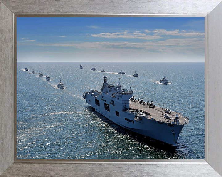 HMS Ocean (L12) Photo Print - BALTOPS 2015 - Royal Navy Landing Platform Helicopter Hampshire Prints 10 x 8 Silver Frame No