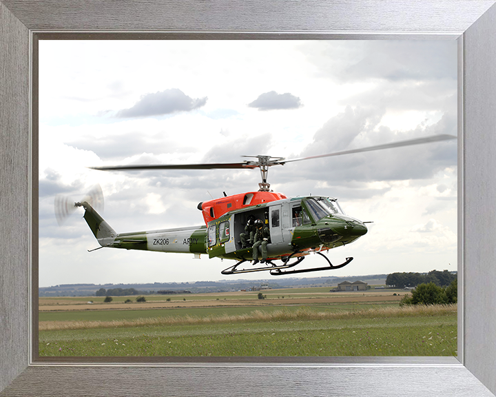 Army Air Corps Bell 212 Helicopter taking off Photo Print - British Army Hampshire Prints 10 x 8 Silver Frame No