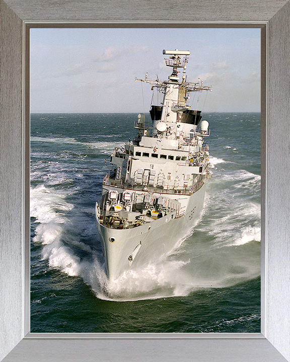 HMS Broadsword (F88) Royal Navy Type 22 Frigate Bow View at Sea Photo Print Wall Art Decor Posters, Prints, & Visual Artwork Hampshire Prints 10 x 8 Silver Frame No