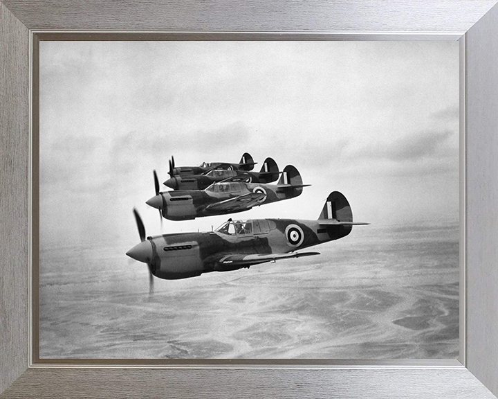 RAF Kittyhawk Mark Is in Formation Photo Print - Royal Air Force Aircraft Hampshire Prints 10 x 8 Silver Frame No