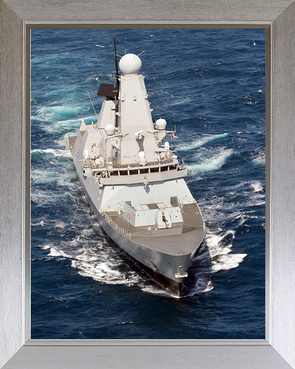 HMS Diamond (D34) Royal Navy Type 45 Destroyer Bow View 2012 Photo Print Wall Art Decor Posters, Prints, & Visual Artwork Hampshire Prints 10 x 8 Silver Frame No