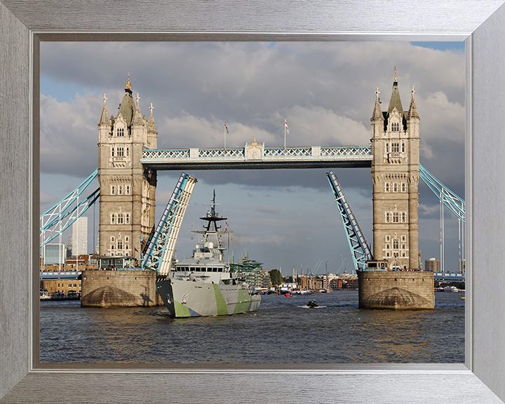 HMS Severn (P282) Photo Print - Tower Bridge - Royal Navy River Class Patrol Vessel Hampshire Prints 10 x 8 Silver frame No