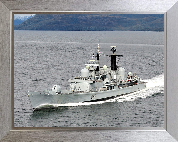 HMS Edinburgh (D97) Royal Navy Type 42 Destroyer Port Bow View Photo Print Wall Art Decor Posters, Prints, & Visual Artwork Hampshire Prints 10 x 8 Silver Frame No