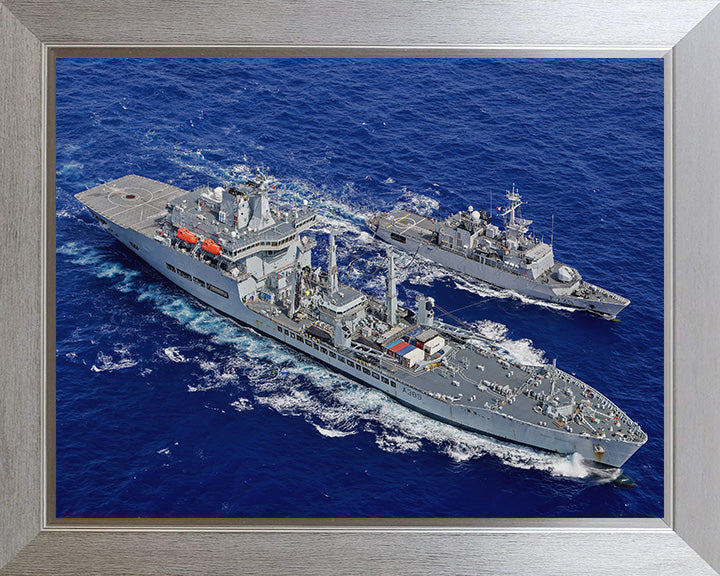 RFA Wave Knight (A389) Photo Print - During a RAS - Royal Fleet Auxiliary Wave Class Tanker Hampshire Prints 10 x 8 Silver Frame No