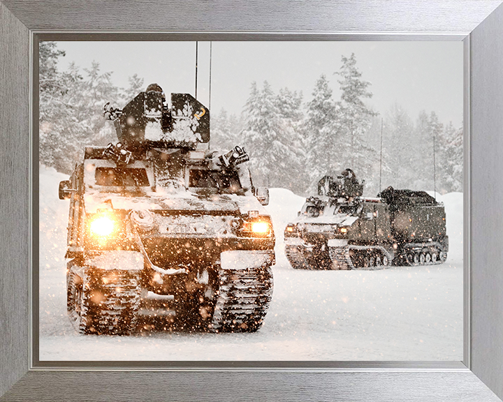 Royal Marines Driving an Armoured Support Group Viking | Photo Print | Framed Print | Military | Commando | Wall Art | Decor | Photography Hampshire Prints 10 x 8 Silver Frame No