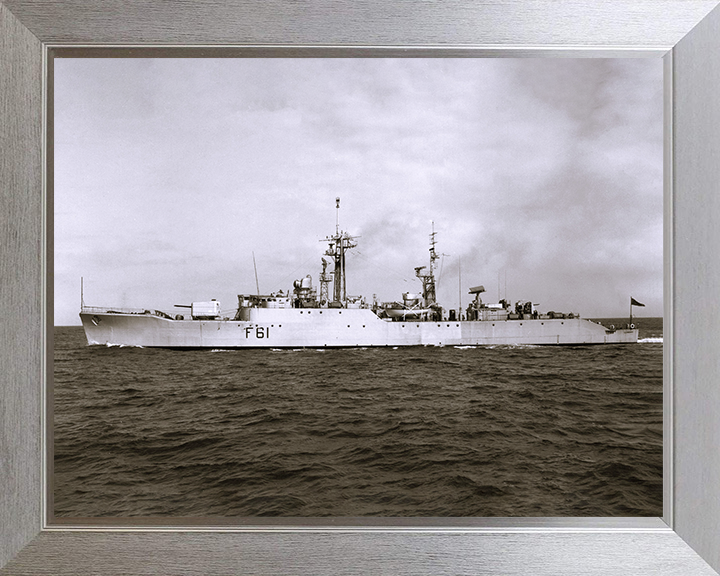 HMS Llandaff (F61) - At Sea 1959 - Royal Navy Salisbury Class Frigate Photo Print Wall Art Naval Decor UK Posters, Prints, & Visual Artwork Hampshire Prints 10 x 8 Silver Frame No
