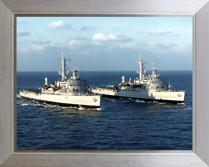 HMS Fearless L10 HMS Intrepid L11 Photo Print - Royal Navy Landing Platform Dock Hampshire Prints 10 x 8 Silver Frame No