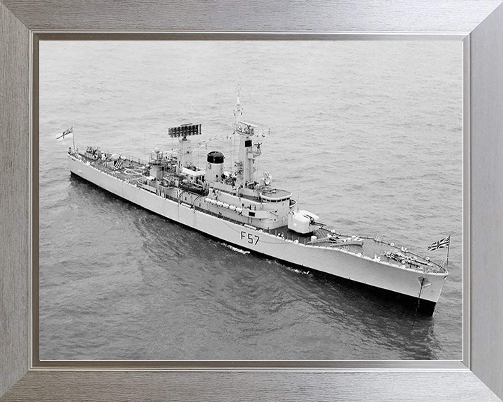 HMS Andromeda (F57) Royal Navy Leander Class Frigate High Starboard Bow View Photo Print Wall Art Decor Posters, Prints, & Visual Artwork Hampshire Prints 10 x 8 Silver Frame No