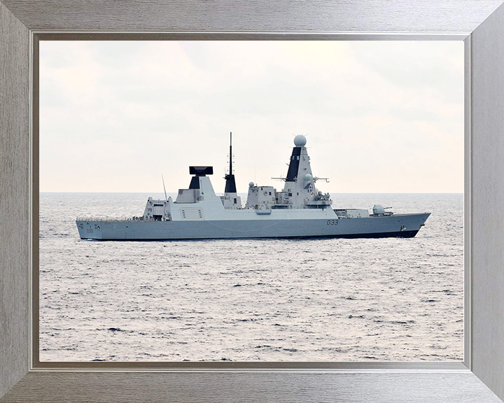 HMS Dauntless (D33) Royal Navy Type 45 Destroyer High Starboard Beam Photo Print Wall Art Decor Posters, Prints, & Visual Artwork Hampshire Prints 10 x 8 Silver Frame No