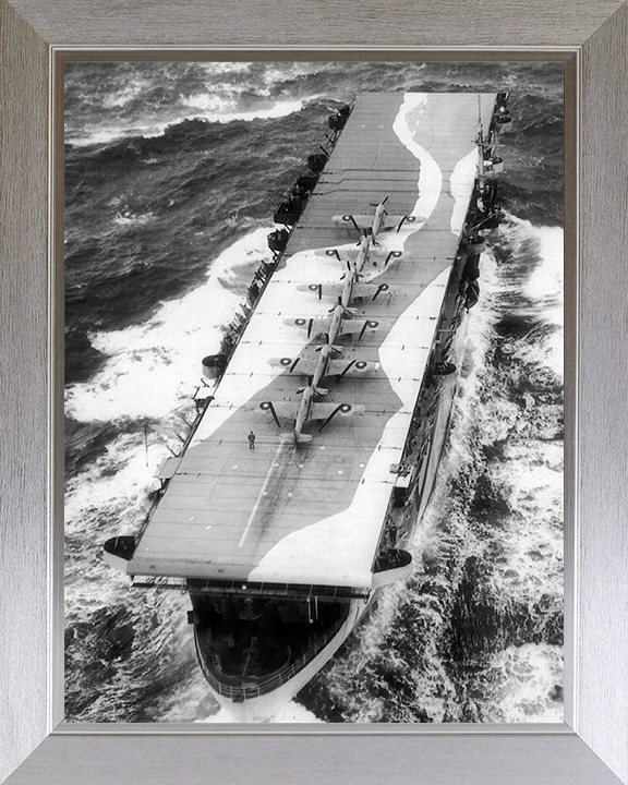 HMS Avenger (D14) Photo Print - At Sea 1942 - Royal Navy Aircraft Carrier Hampshire Prints 10 x 8 Silver Frame No