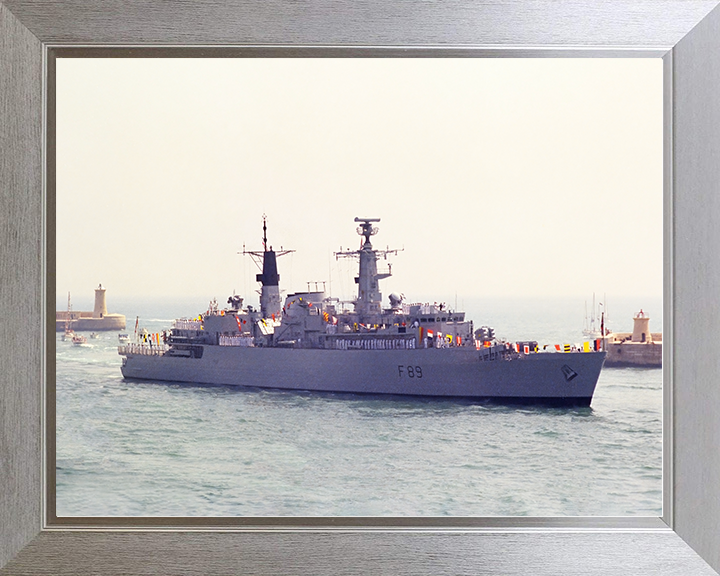 HMS Battleaxe (F89) Royal Navy Type 22 Frigate Dress Ship Photo Print Wall Art Decor Posters, Prints, & Visual Artwork Hampshire Prints 10 x 8 Silver Frame No