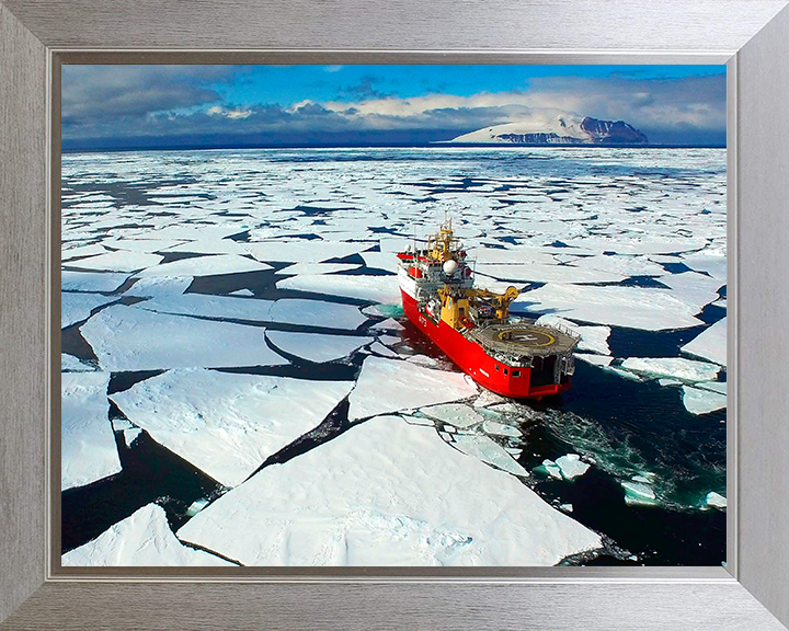 HMS Protector (A173) Photo Print - Antarctic 2016 - Royal Navy Ice Patrol Vessel Hampshire Prints 10 x 8 Silver Frame No