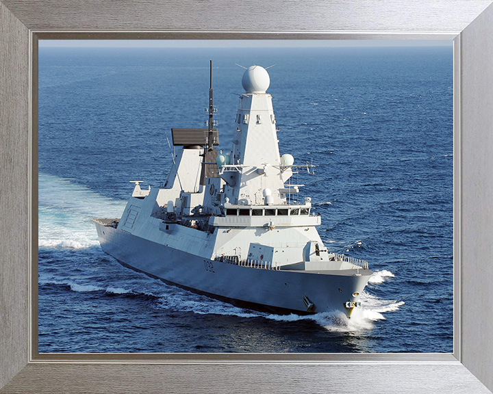 HMS Daring (D32) Royal Navy Type 45 Destroyer Starboard Bow View Photo Print Wall Art Decor Posters, Prints, & Visual Artwork Hampshire Prints 10 x 8 Silver Frame No