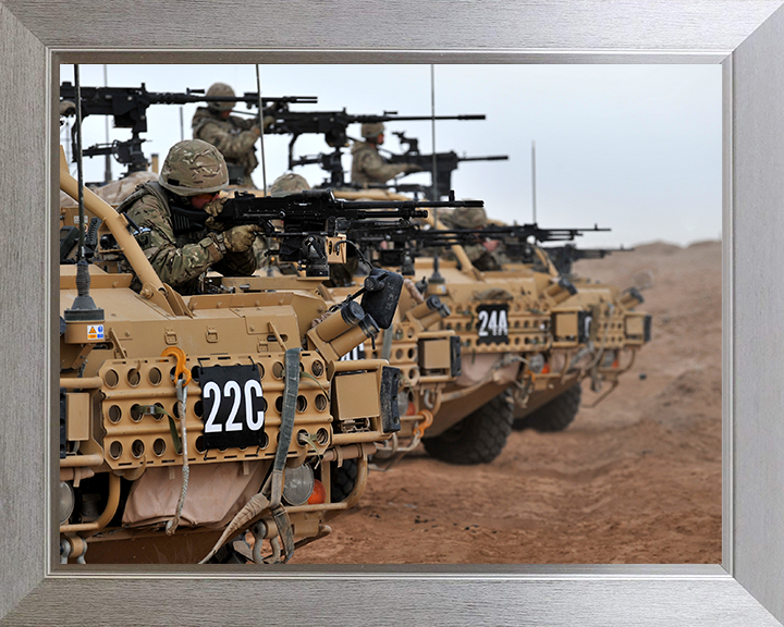 RAF Regiment Soldier firing from a Jackal patrol vehicle Photo Print - Royal Air Force Hampshire Prints 10 x 8 Silver Frame No