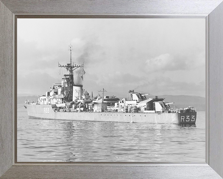 HMS Terpsichore (R33) Photo Print - At Sea - Royal Navy T Class Destroyer Posters, Prints, & Visual Artwork Hampshire Prints 10 x 8 Silver Frame No