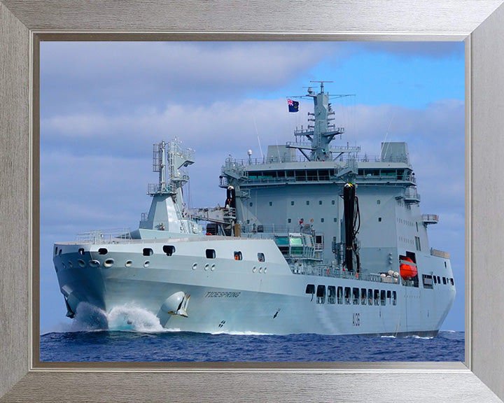 RFA Tidespring (A136) Photo Print - Port Bow View at Sea - Royal Fleet Auxiliary Tide Class Tanker Hampshire Prints 10 x 8 Silver Frame No