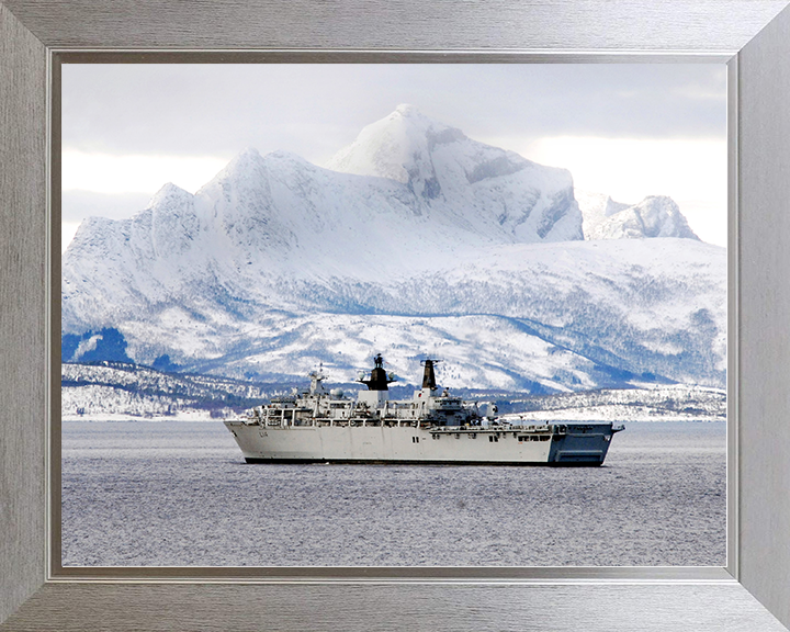 HMS Albion (L14) Royal Navy Albion Class Amphibious Ship Norway 2008 Photo Print Wall Art Naval Decor Posters, Prints, & Visual Artwork Hampshire Prints 10 x 8 Silver Frame No
