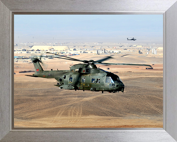 RAF Merlin HC.3 Helicopter in flight Photo Print - Royal Air Force Aircraft Hampshire Prints 10 x 8 Silver Frame No