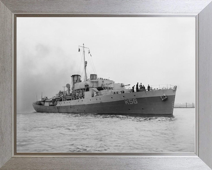HMS Asphodel (K56) Royal Navy Flower Class Corvette Starboard Bow View Photo Print Wall Art Decor Posters, Prints, & Visual Artwork Hampshire Prints 10 x 8 Silver Frame No