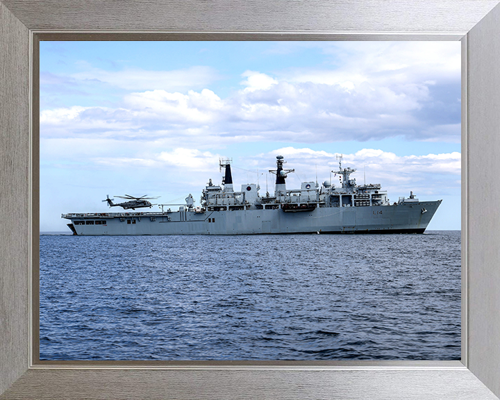 HMS Albion (L14) Photo Print - Starboard Beam 2021 - Royal Navy Albion Class Amphibious Ship Hampshire Prints 10 x 8 Silver Frame No