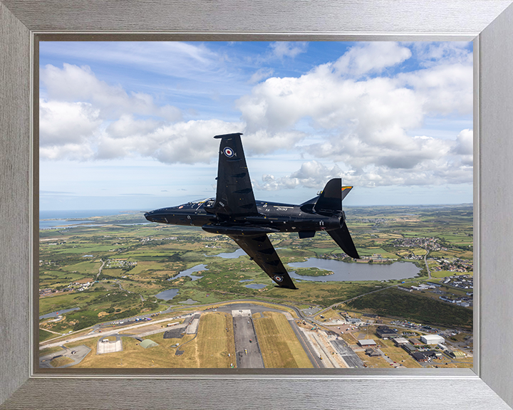 RAF Hawk T2 in flight over the Isle of Man Photo Print - Royal Air Force Aircraft Hampshire Prints 10 x 8 Silver Frame No