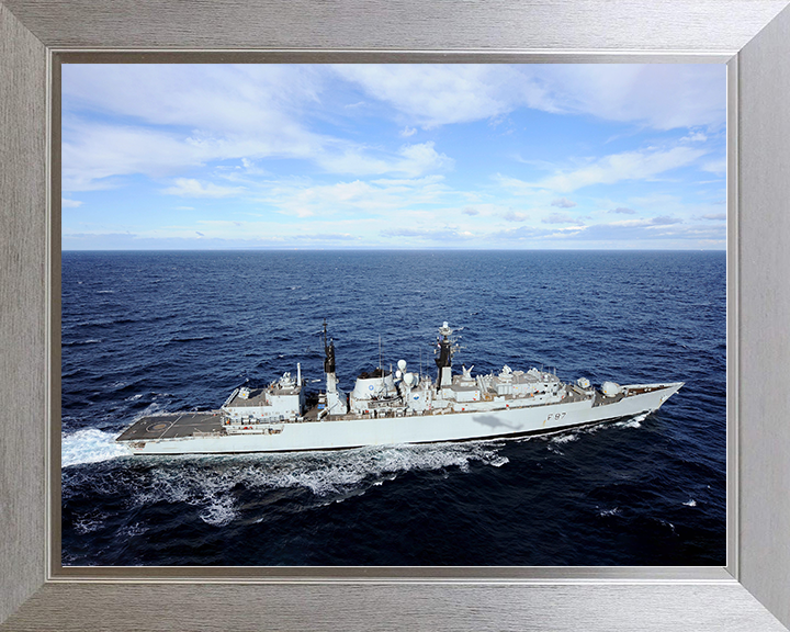 HMS Chatham (F87) Royal Navy Type 22 Frigate From a Helicopter Photo Print Wall Art Decor Posters, Prints, & Visual Artwork Hampshire Prints 10 x 8 Silver Frame No