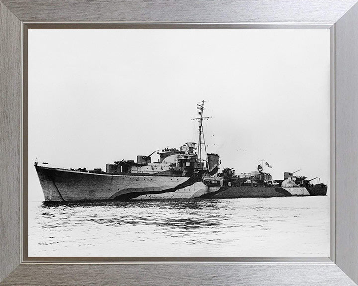 HMS Queenborough (G70) Photo Print - Port Side - Royal Navy Q Class Destroyer Hampshire Prints 10 x 8 Silver Frame No