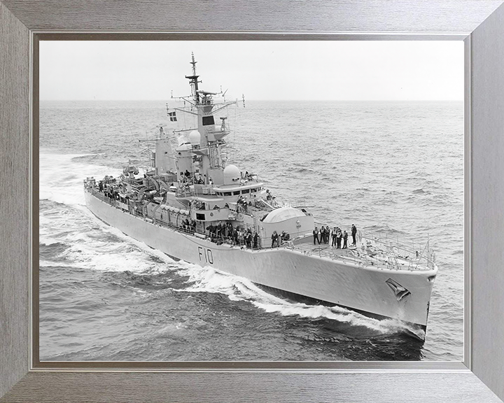 HMS Aurora (F10) Royal Navy Leander Class Frigate High Starboard Bow View Photo Print Wall Art Decor Posters, Prints, & Visual Artwork Hampshire Prints 10 x 8 Silver Frame No