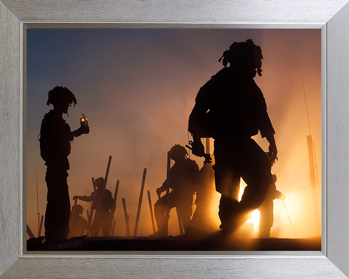 Soldier Silhouettes in Afghanistan Photo Print - British Army Hampshire Prints 10 x 8 Silver Frame No