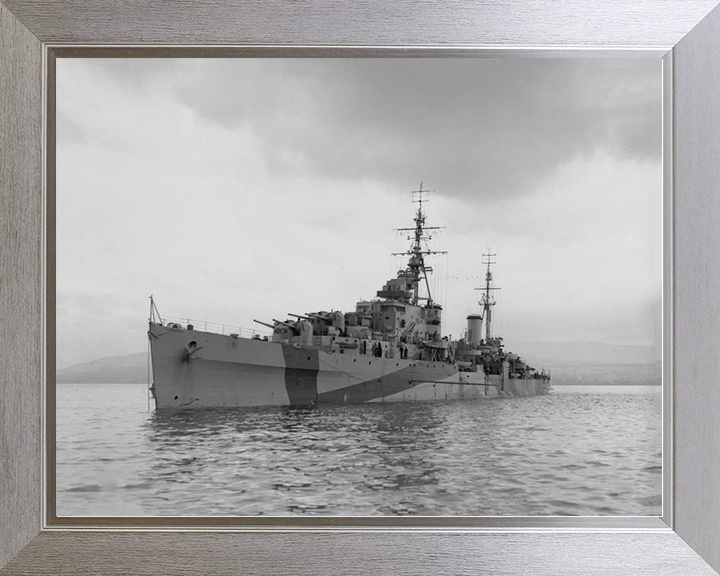 HMS Bellona (63) Royal Navy Dido Class Light Cruiser Port Side View Photo Print Wall Art Decor Posters, Prints, & Visual Artwork Hampshire Prints 10 x 8 Silver Frame No