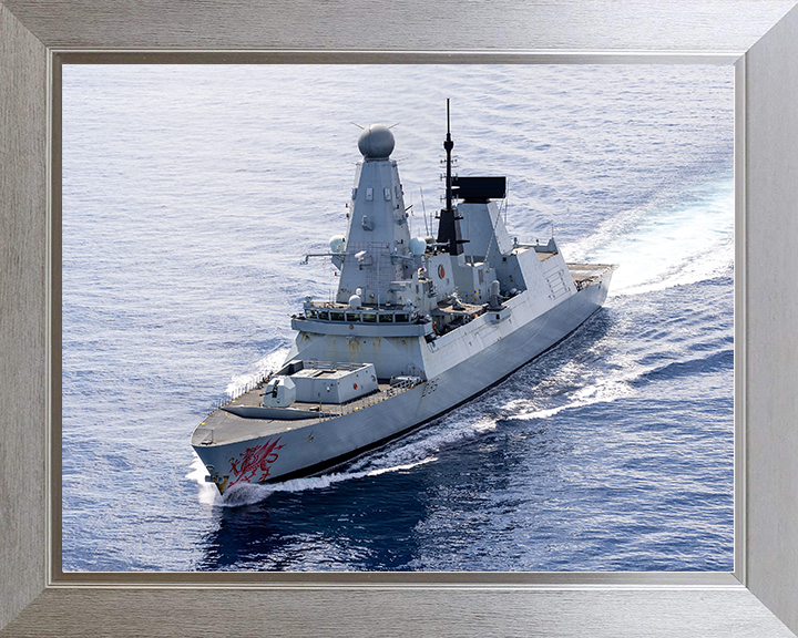 HMS Dragon (D35) Royal Navy Type 45 Destroyer at sea March 2026 Photo Print Wall Art Poster Posters, Prints, & Visual Artwork Hampshire Prints 10 x 8 Silver Frame No