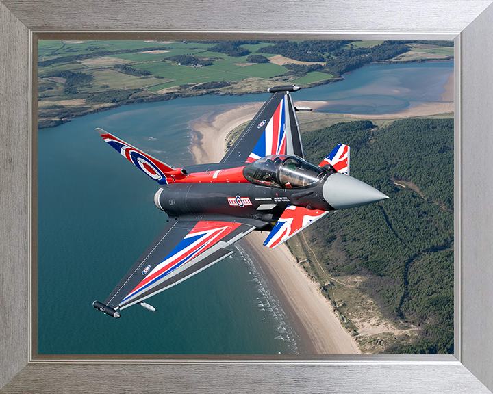 RAF Typhoon Union Jack livery Photo Print - Royal Air Force Aircraft Hampshire Prints 10 x 8 Silver Frame No