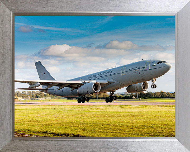 RAF Voyager aircraft Taking off Photo Print - Royal Air Force Aircraft Hampshire Prints 10 x 8 Silver Frame No