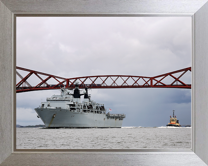 HMS Albion (L14) Royal Navy Albion Class Amphibious Ship Firth of Forth Photo Print Wall Art Naval Decor Posters, Prints, & Visual Artwork Hampshire Prints 10 x 8 Silver Frame No