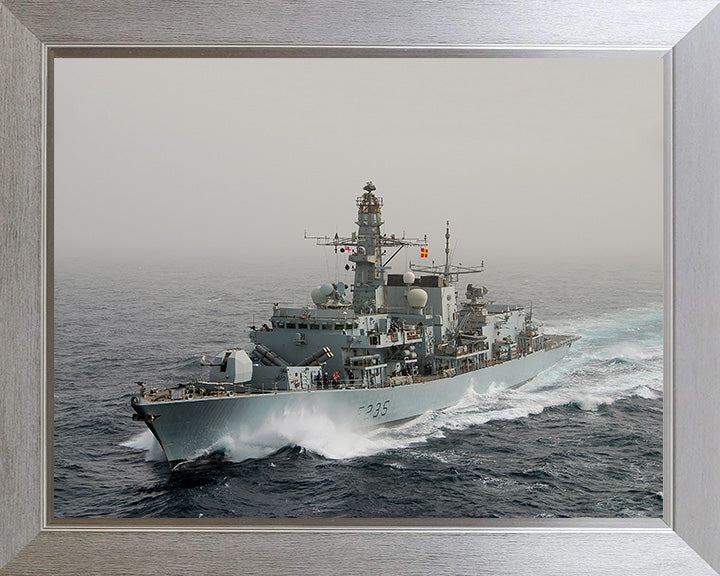 HMS Monmouth (F235) Photo Print - Port Bow View - Royal Navy Type 23 Frigate Hampshire Prints 10 x 8 Silver frame No