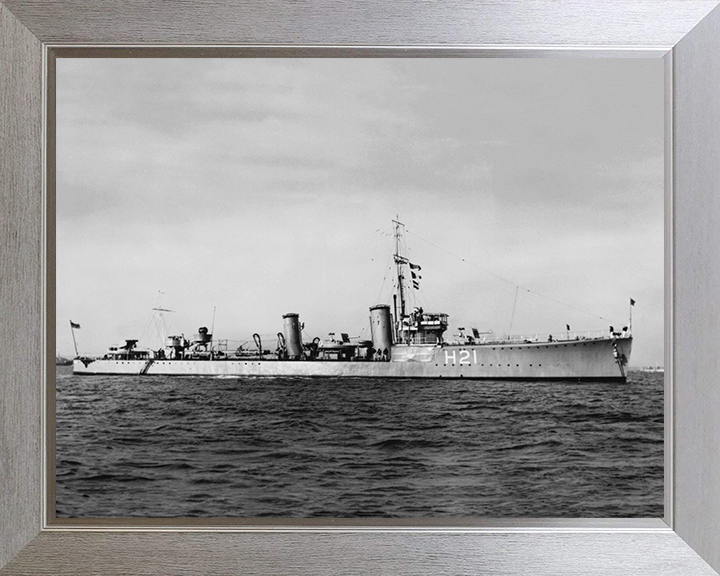HMS Scimitar (H21) Photo Print - At Anchor 1935 - Royal Navy S Class Destroyer Posters, Prints, & Visual Artwork Hampshire Prints 10 x 8 Silver Frame No