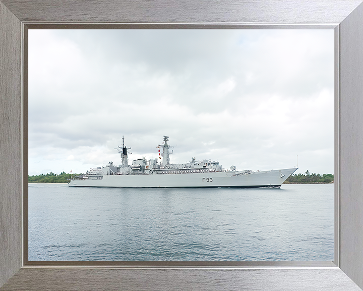HMS Beaver (F93) Royal Navy Type 22 Frigate Entering Pearl Harbour Photo Print Wall Art Decor Posters, Prints, & Visual Artwork Hampshire Prints 10 x 8 Silver Frame No