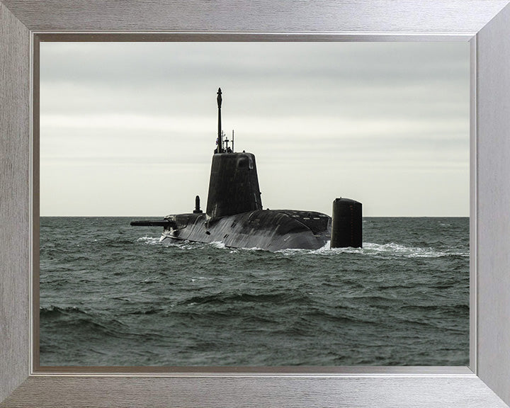 HMS Anson (S123) Photo Print - Port Quarter - Royal Navy Astute Class Submarine Hampshire Prints 10 x 8 Silver Frame No