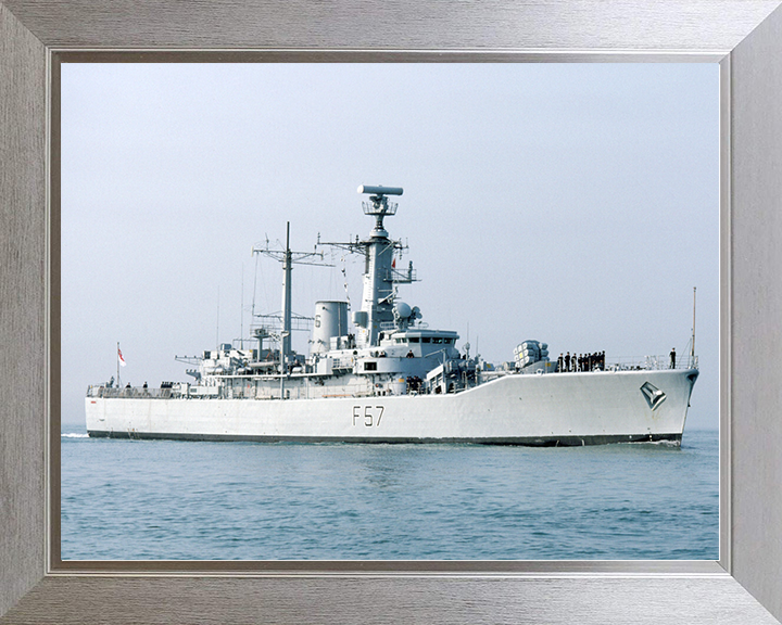 HMS Andromeda (F57) Royal Navy Leander Class Frigate Entering Harbour Photo Print Wall Art Decor Posters, Prints, & Visual Artwork Hampshire Prints 10 x 8 Silver Frame No