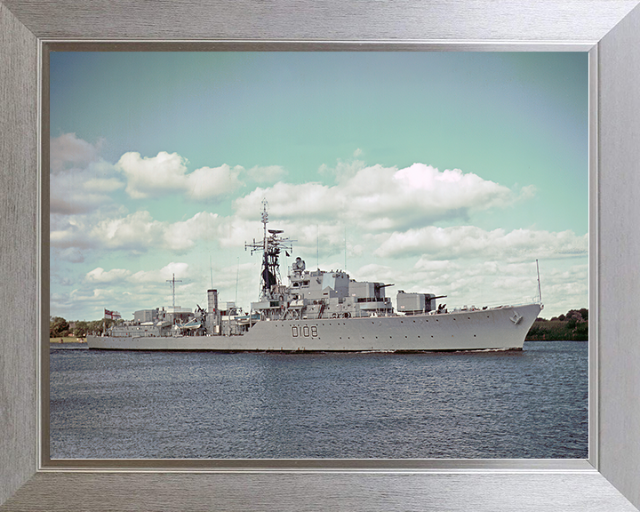 HMS Dainty (D108) Royal Navy Daring Class Destroyer Low Starboard View Photo Print Wall Art Decor Posters, Prints, & Visual Artwork Hampshire Prints 10 x 8 Silver Frame No