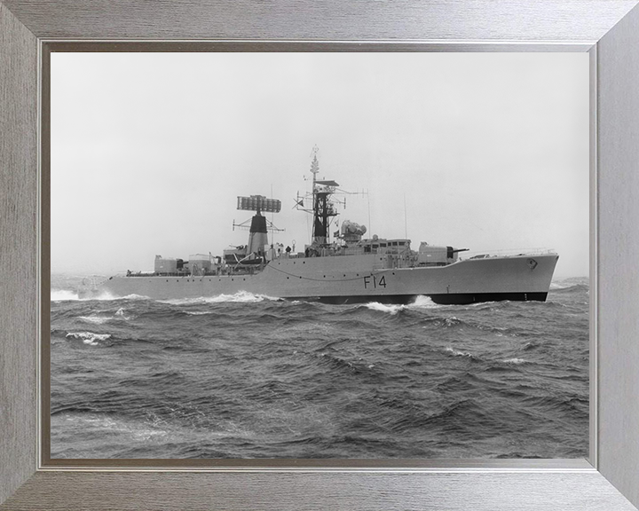 HMS Leopard (F14) Photo Print - At Sea 1973 - Royal Navy Leopard Class Frigate Hampshire Prints 10 x 8 Silver Frame No