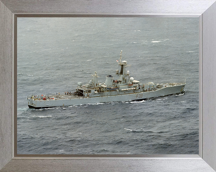 HMS Naiad (F39) Photo Print - Atlantic 1981 - Royal Navy Leander Class Frigate Hampshire Prints 10 x 8 Silver Frame No